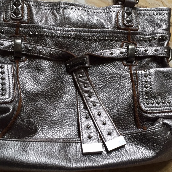B. Makowsk silver leather handbag/shoulderbag - Picture 2 of 8